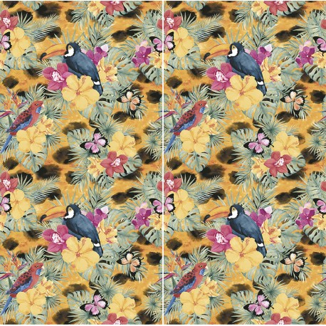 Carrelage sol et mur en grès cérame motif Sauvage Toucan