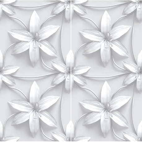 Carrelage sol et mur en grès cérame motif 3D Fleur Tropicale 