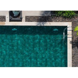 Carrelage sol mur piscine en grès cérame motif Singapour Vert