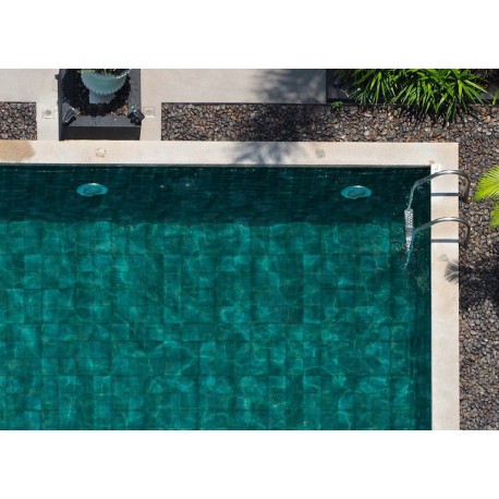 Carrelage sol mur piscine en grès cérame motif Singapour Vert